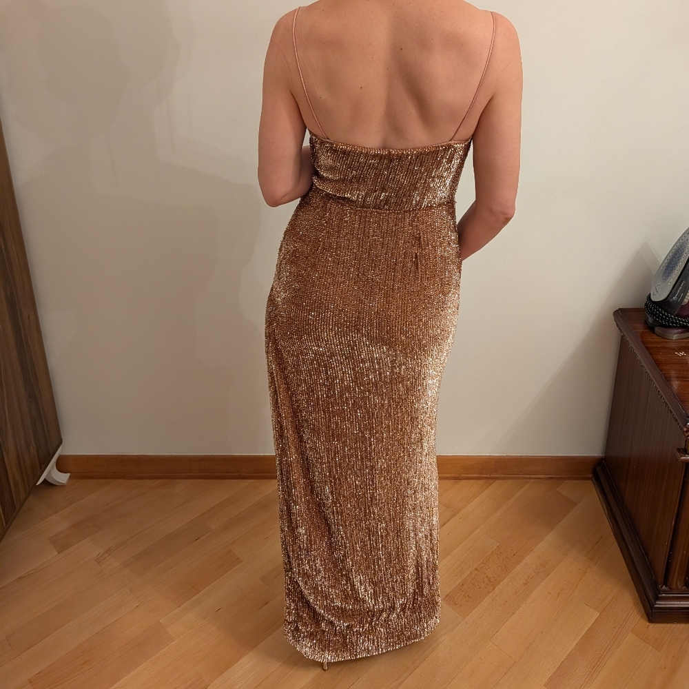 Retrofete Katya Bronze Sequin Evening Gown - Picture 5 of 6